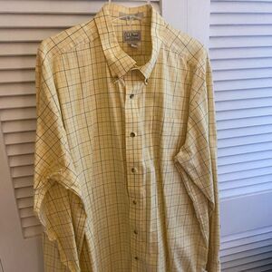 L.L. Bean Yellow Plaid Men’s Button Down Shirt